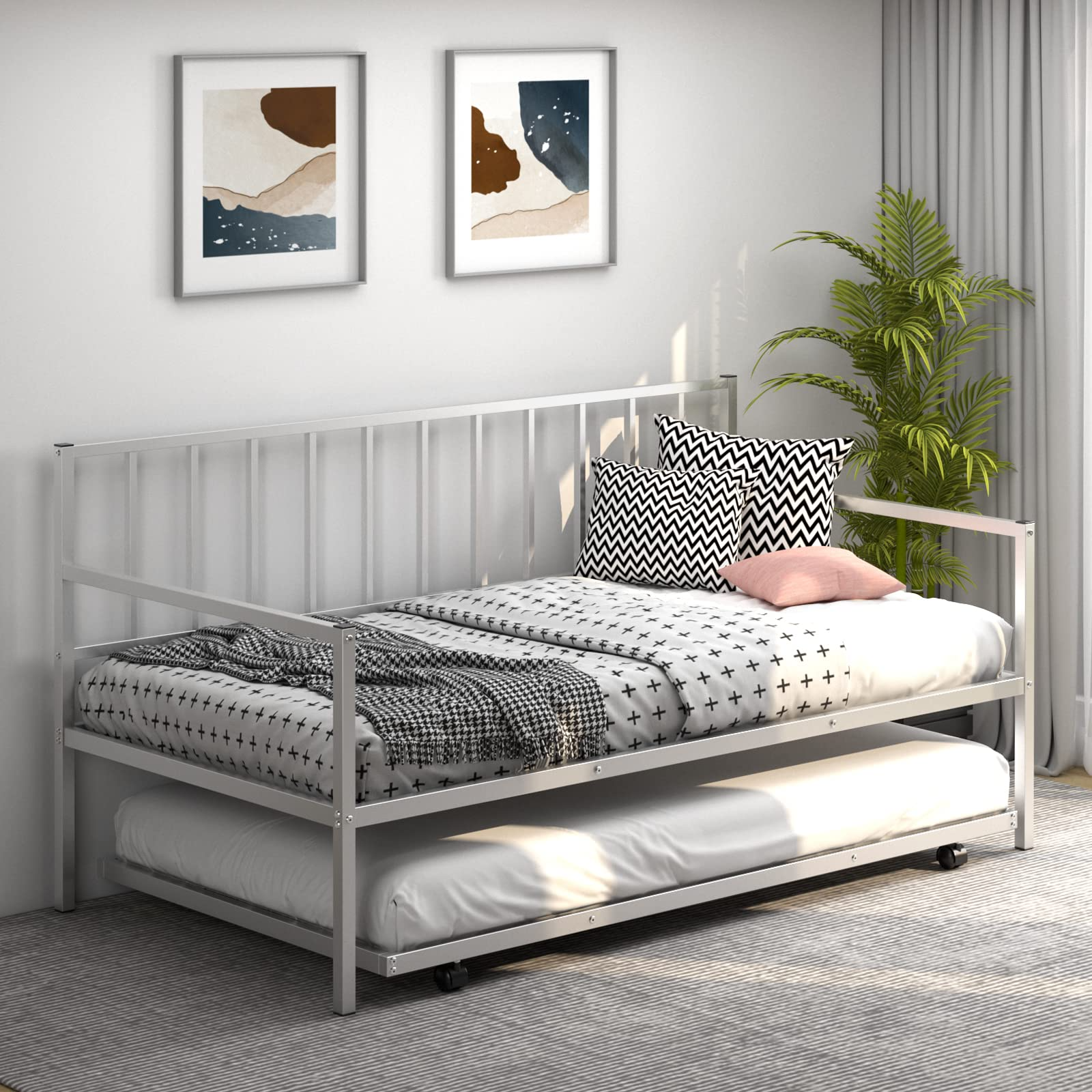 KOMFOTT Metal Twin Size Daybed with Trundle