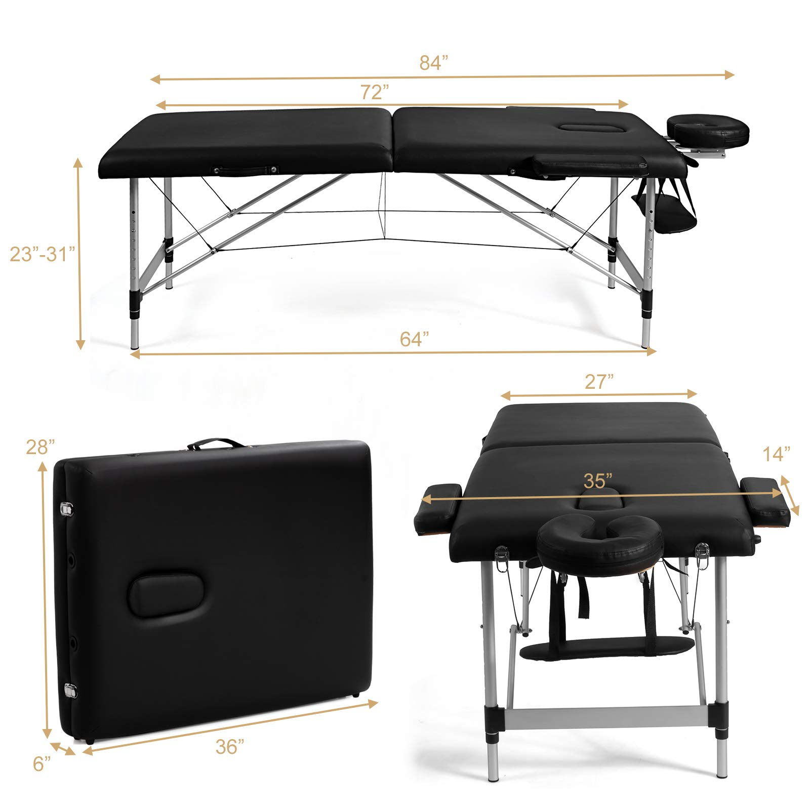 KOMFOTT 84" Massage Table with Carry Case