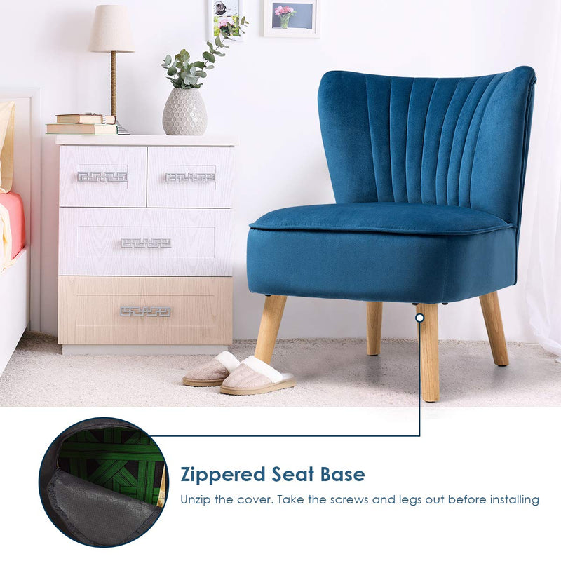 KOMFOTT Velvet Accent Chair, Upholstered Modern Sofa Chair with Wood Legs & Thickly Padded