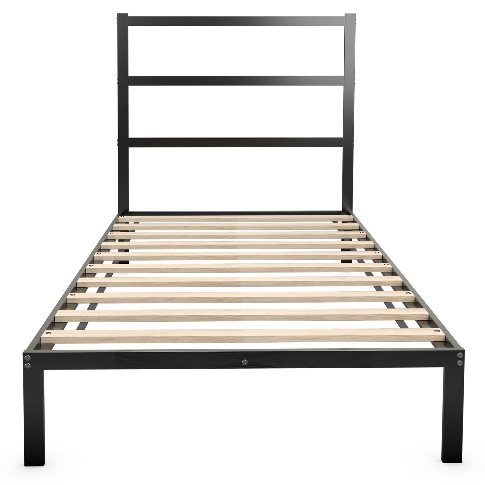 Twin Size Metal Bed Frame with Vintage Headboard