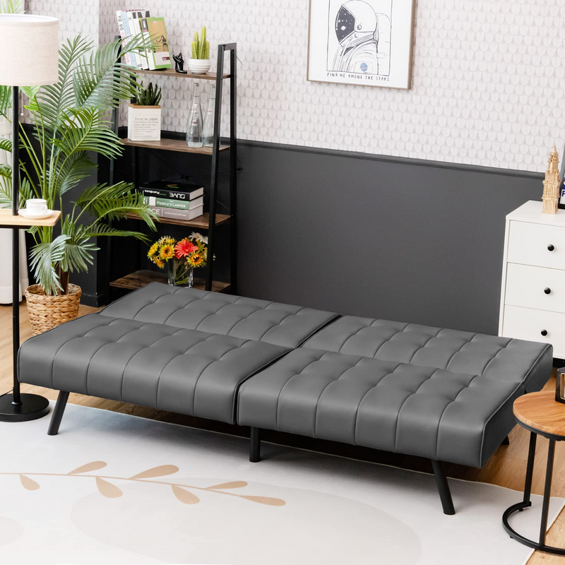 KOMFOTT Faux Leather Guest Sofa Bed with Adjustable Backrest Design for Compact Space