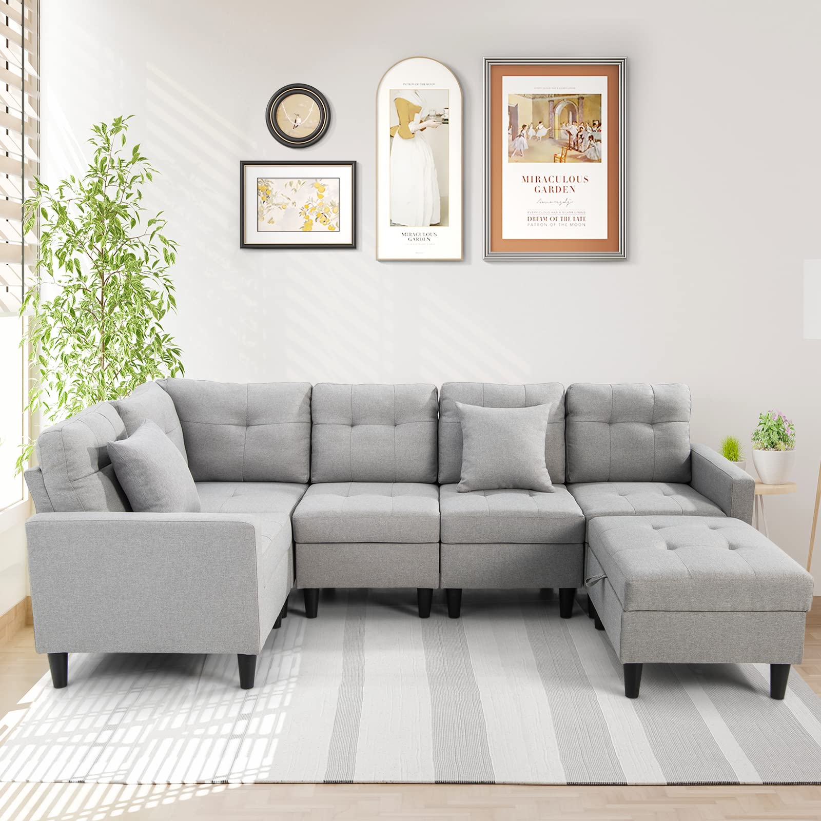 KOMFOTT Modular Sectional Sofa Couch, Reversible L-Shaped Corner Sofa Set with Ottoman