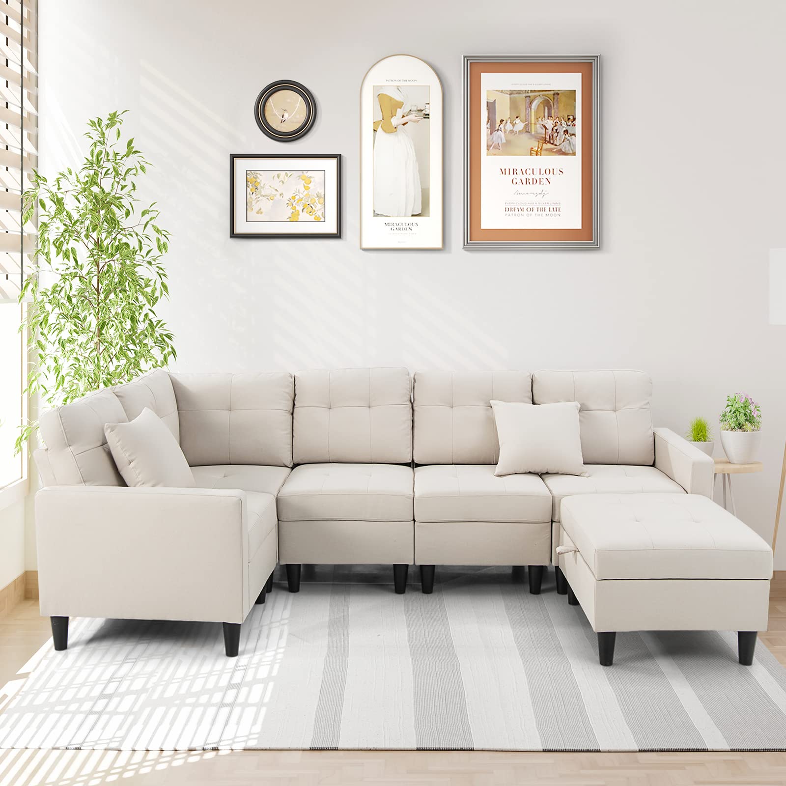 KOMFOTT Modular Sectional Sofa Couch, Reversible L-Shaped Corner Sofa Set with Ottoman