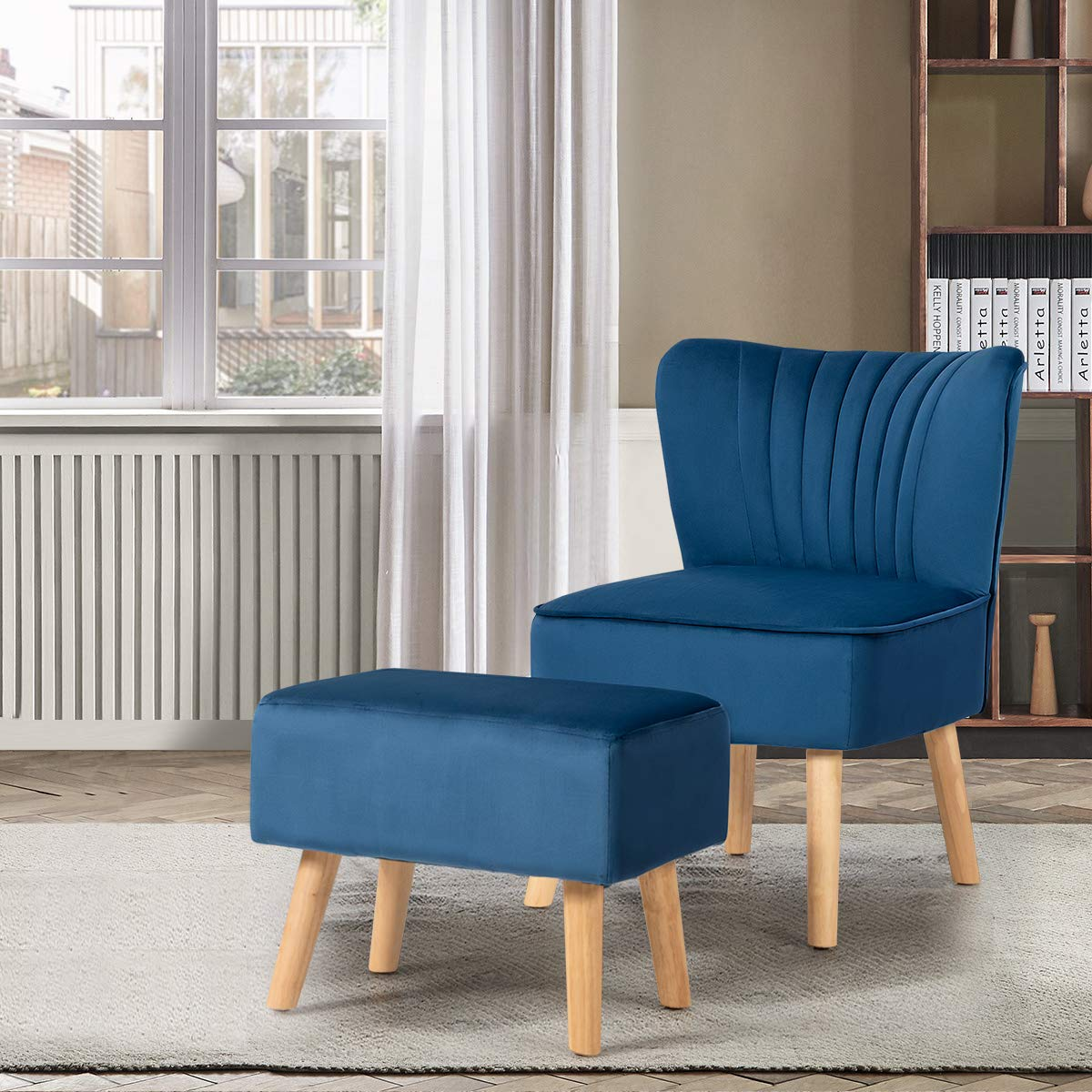 KOMFOTT Velvet Accent Chair with Ottoman