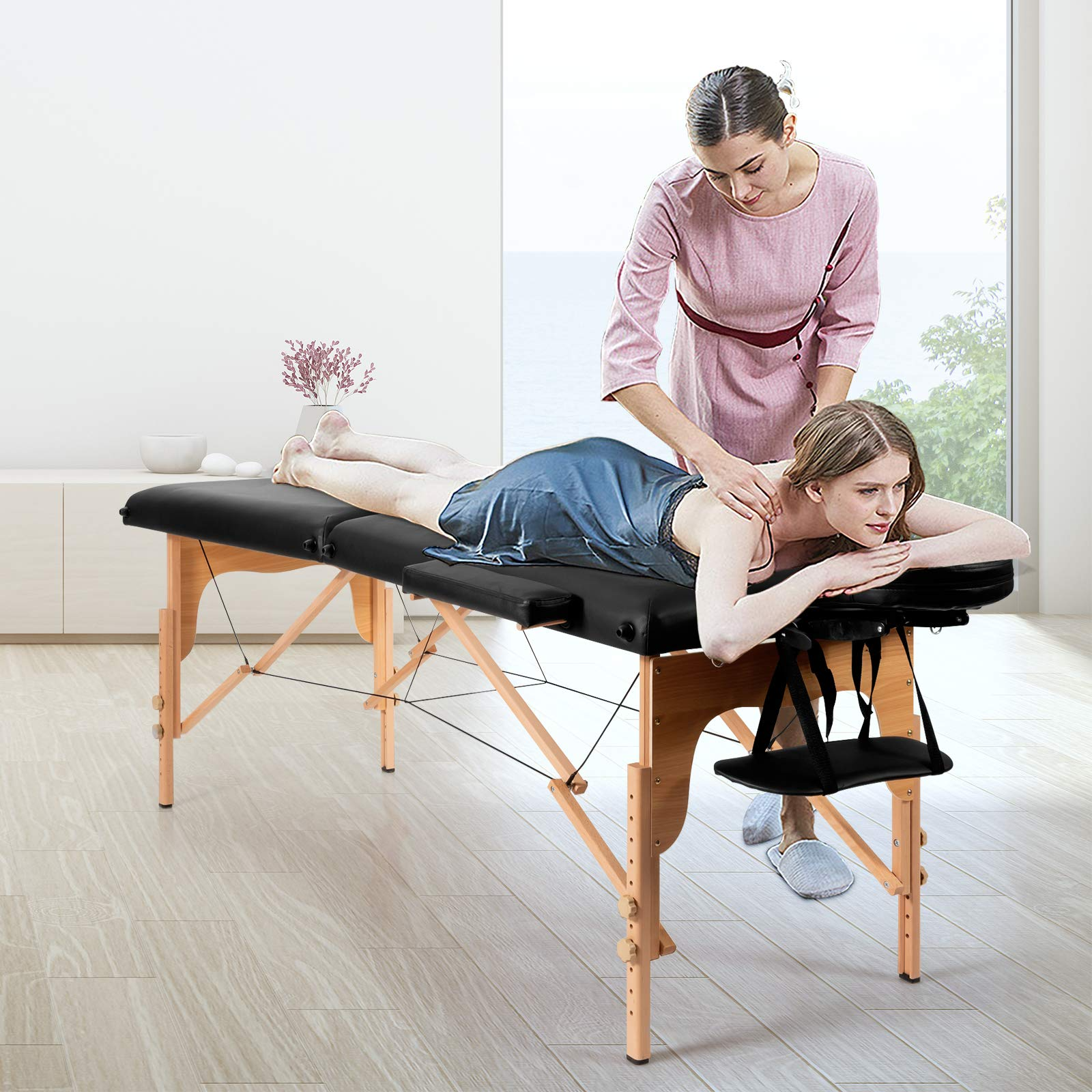 KOMFOTT Portable Massage Bed Height Adjustable with Carry Case & Face Cradle