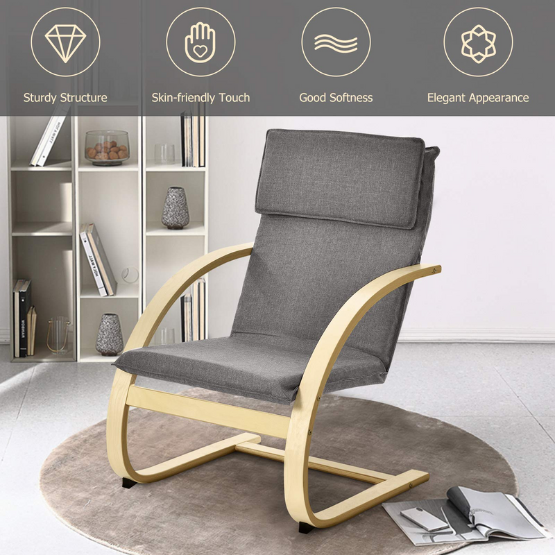 KOMFOTT Bentwood Chair with Stable Curved Leg and Arm for Living Room