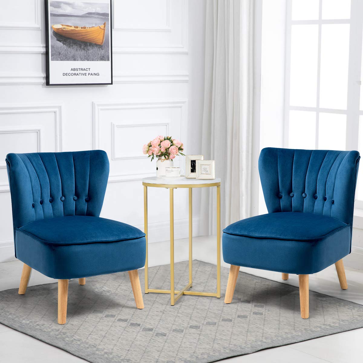 KOMFOTT Modern Velvet Accent Chair | Small Upholstered Leisure Sofa Chair