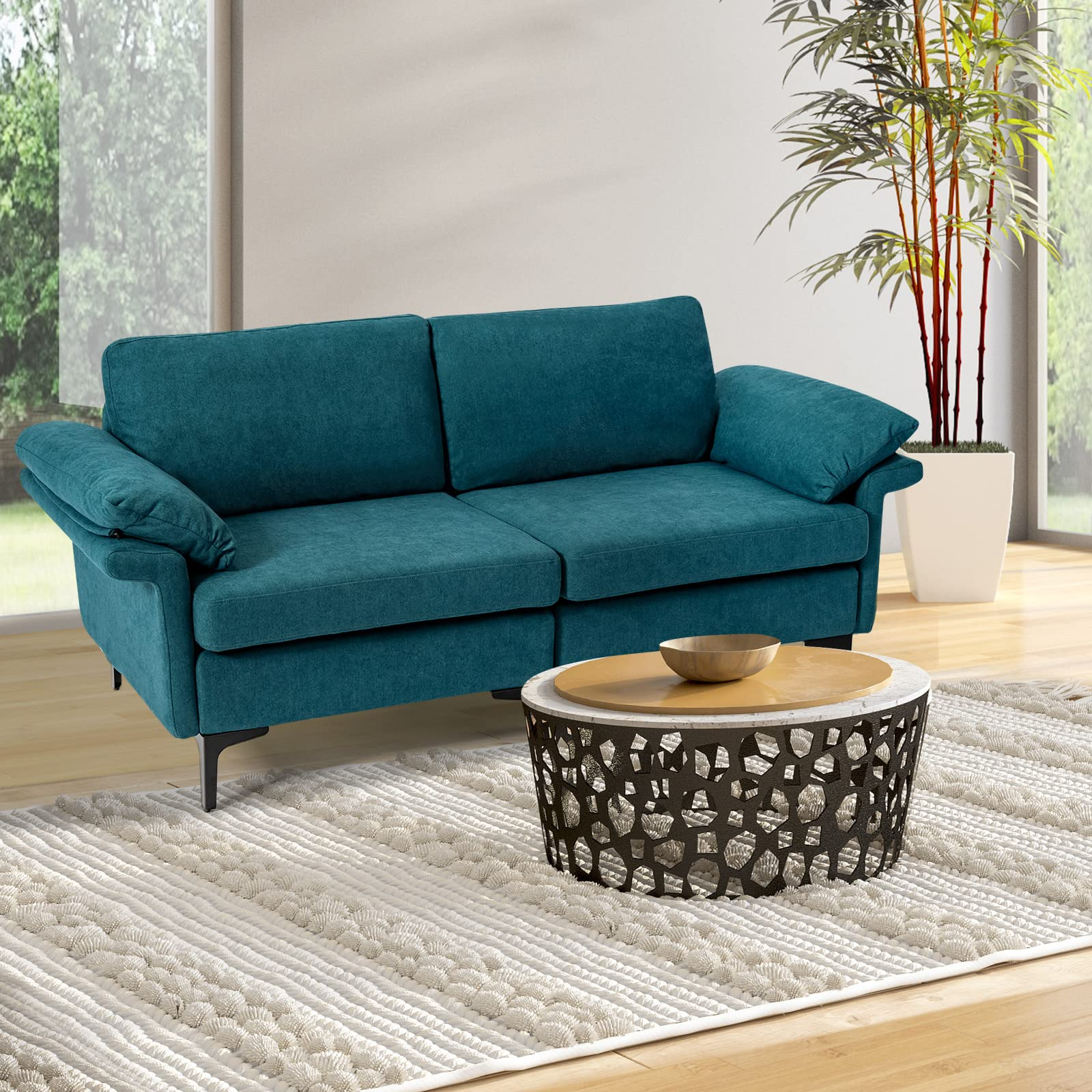 KOMFOTT 72.5" Loveseat Sofa Couch, Modern Love Seat with Removable Armrest Pillows