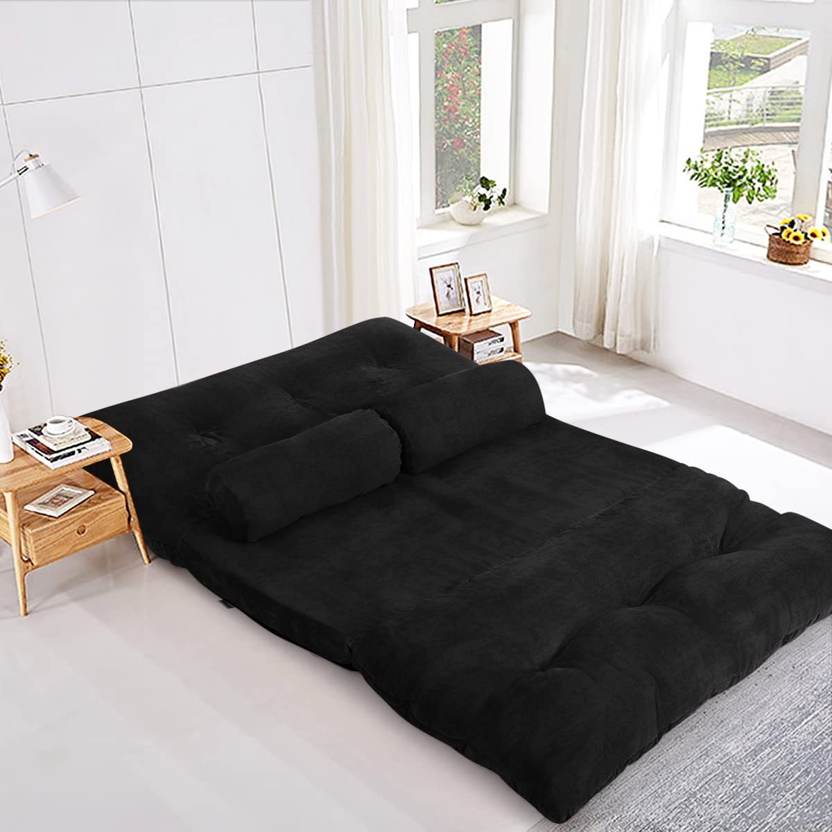 KOMFOTT Multi-Functional 6-Position Foldable Lazy Floor Sofa with 2 Pillows