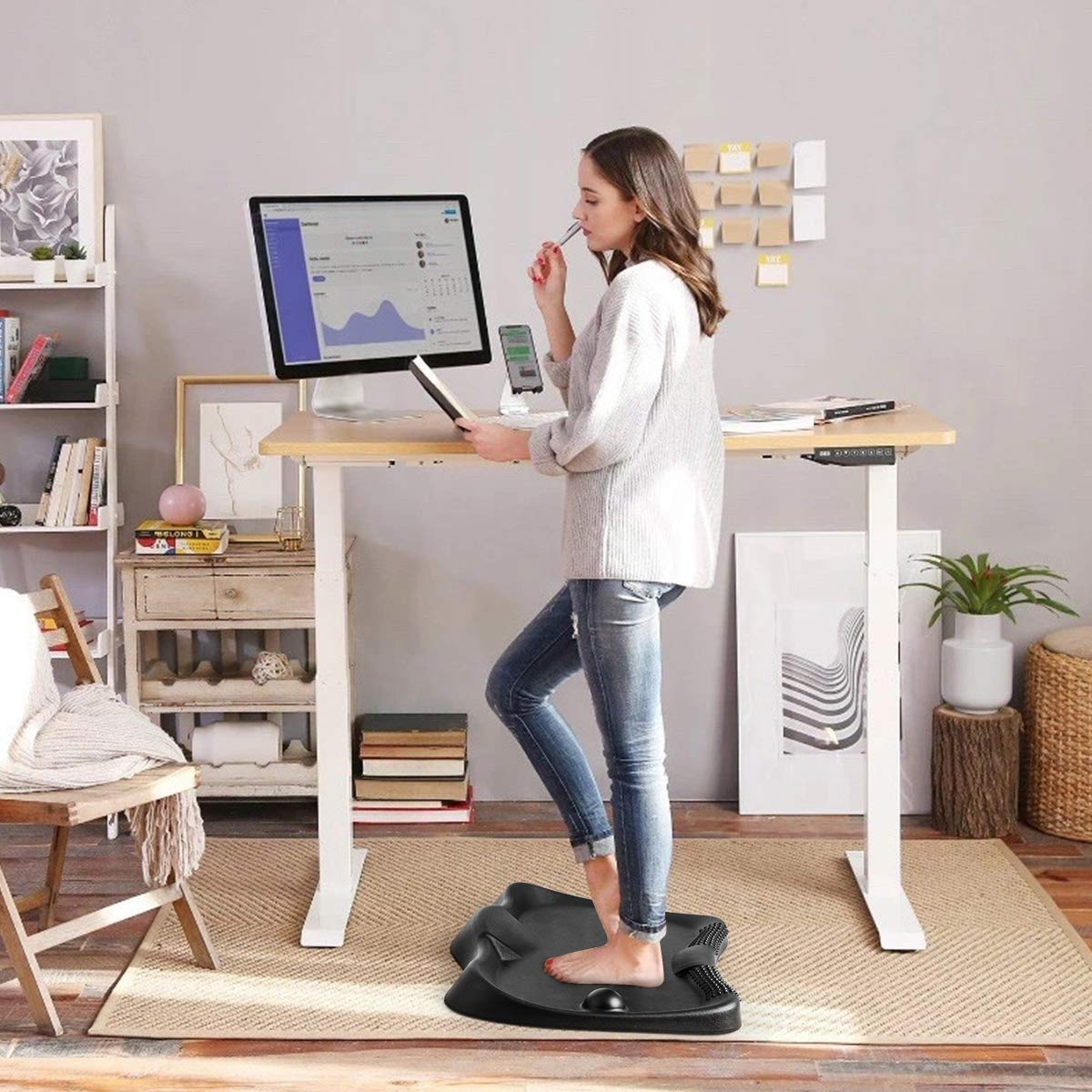 Komfott Standing Desk Anti-Fatigue Mat Not-Flat, Anti-Fatigue Comfort Floor Mat with 2 Massage Balls