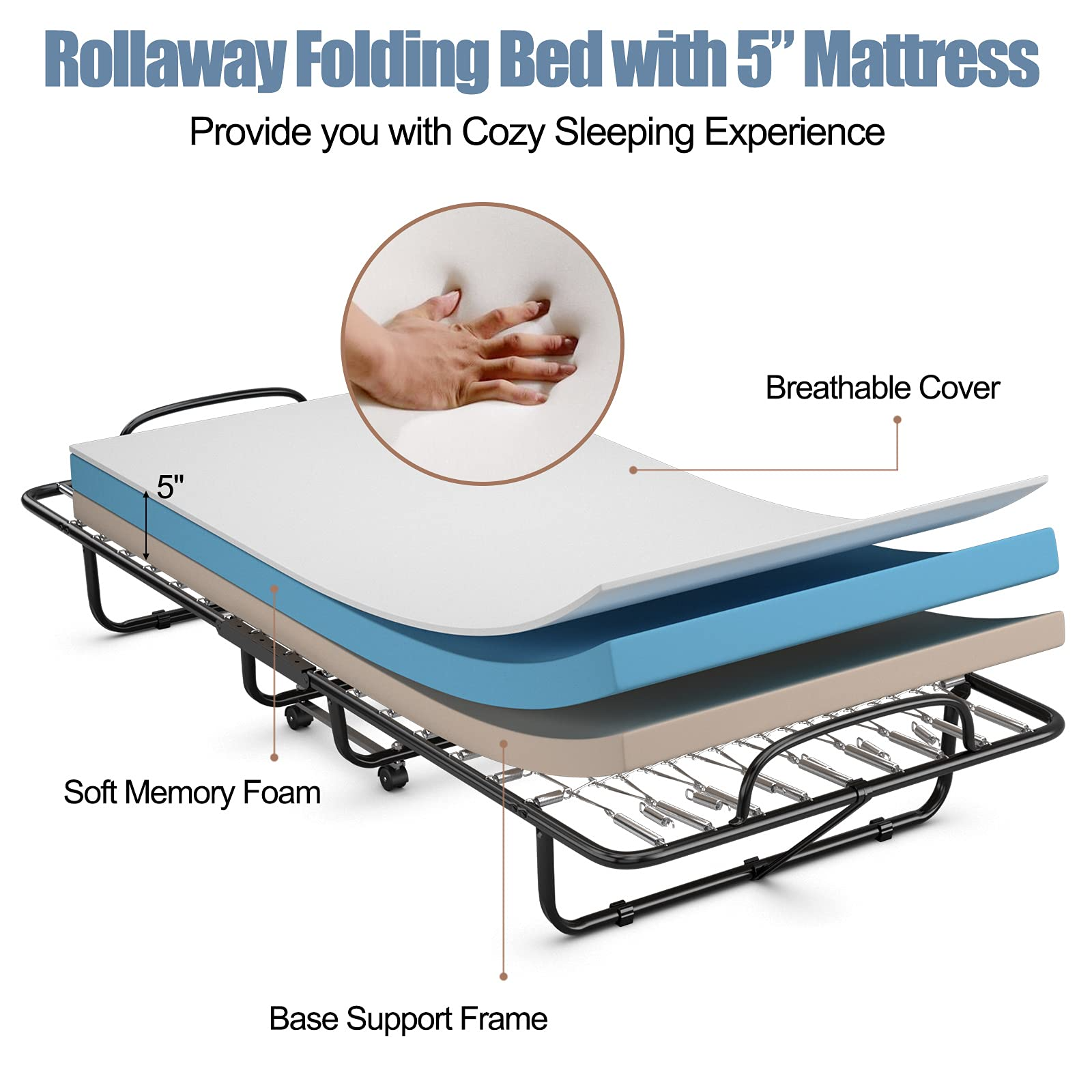 Folding cot with memory foam mattress best sale