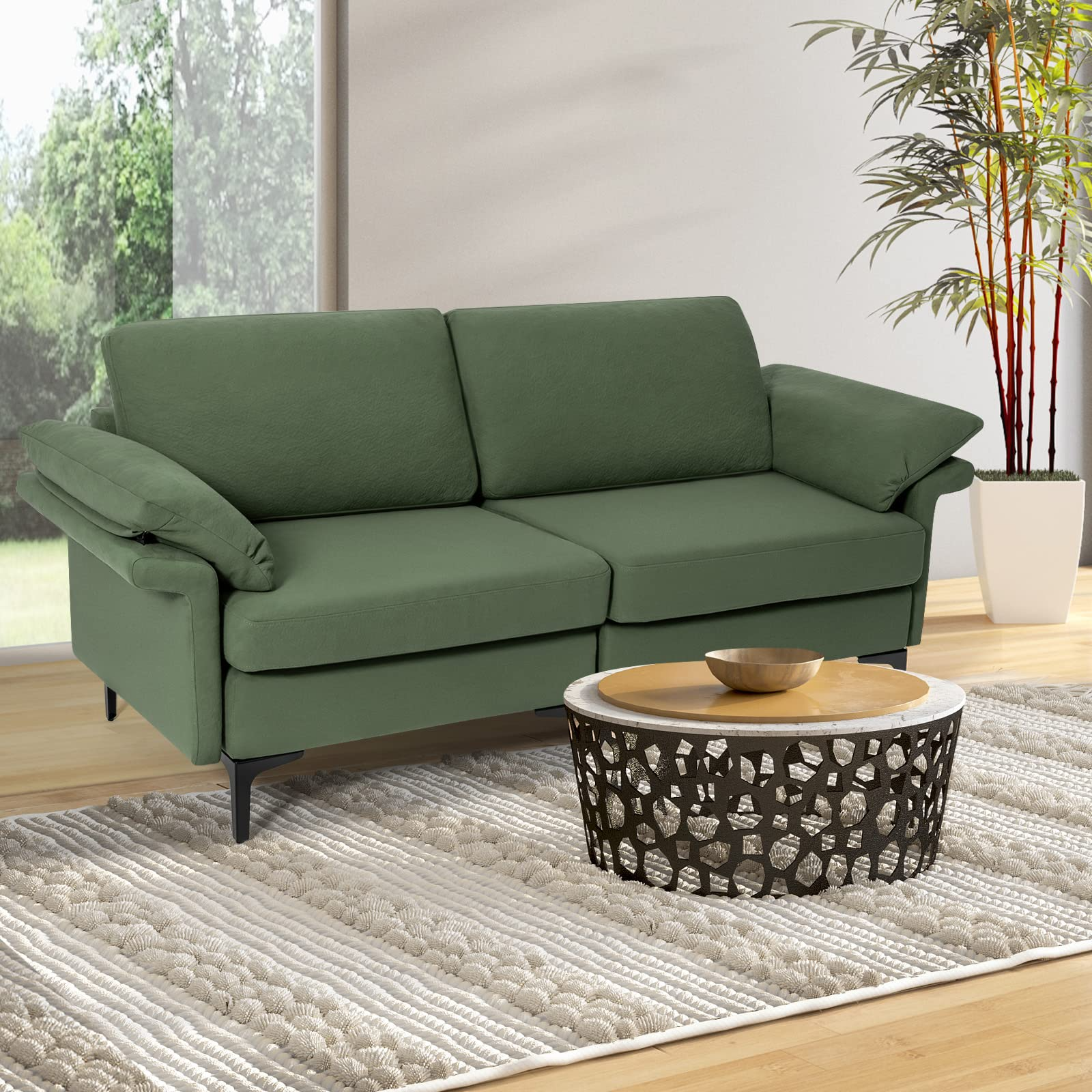 KOMFOTT 72.5" Loveseat Sofa Couch, Modern Love Seat with Removable Armrest Pillows