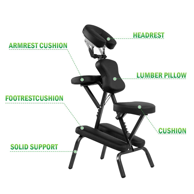 KOMFOTT Portable Light Weight Massage Chair Travel Massage Tattoo Spa Chair with Carrying Bag