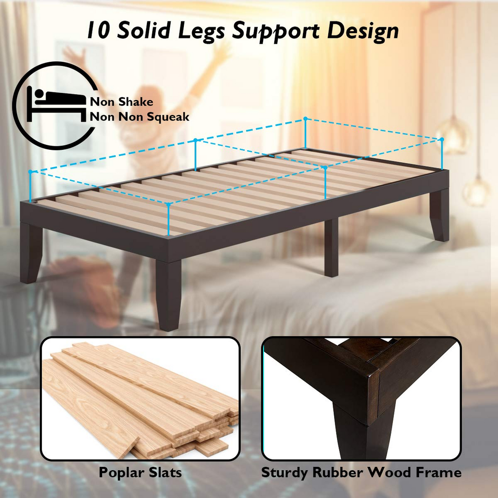 14 Wood Platform Bed Frame, Wood Mattress Foundation - KOMFOTT