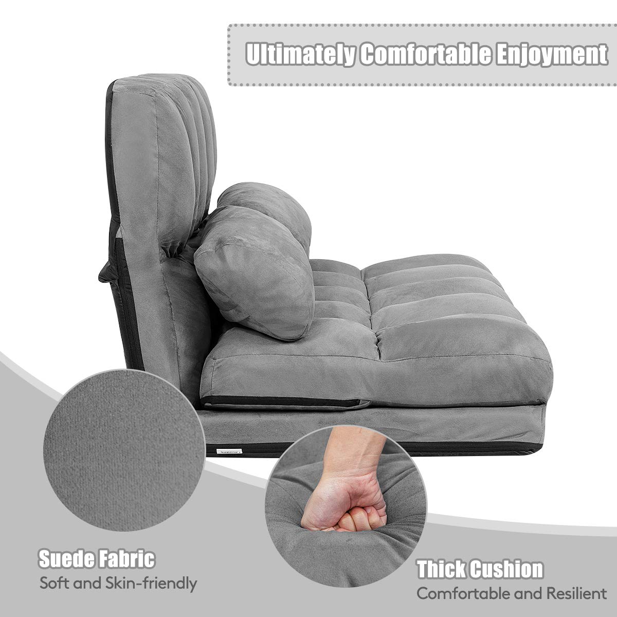 KOMFOTT Various Colours Available 6-Position Adjustable Floor Sofa with 2 Pillows