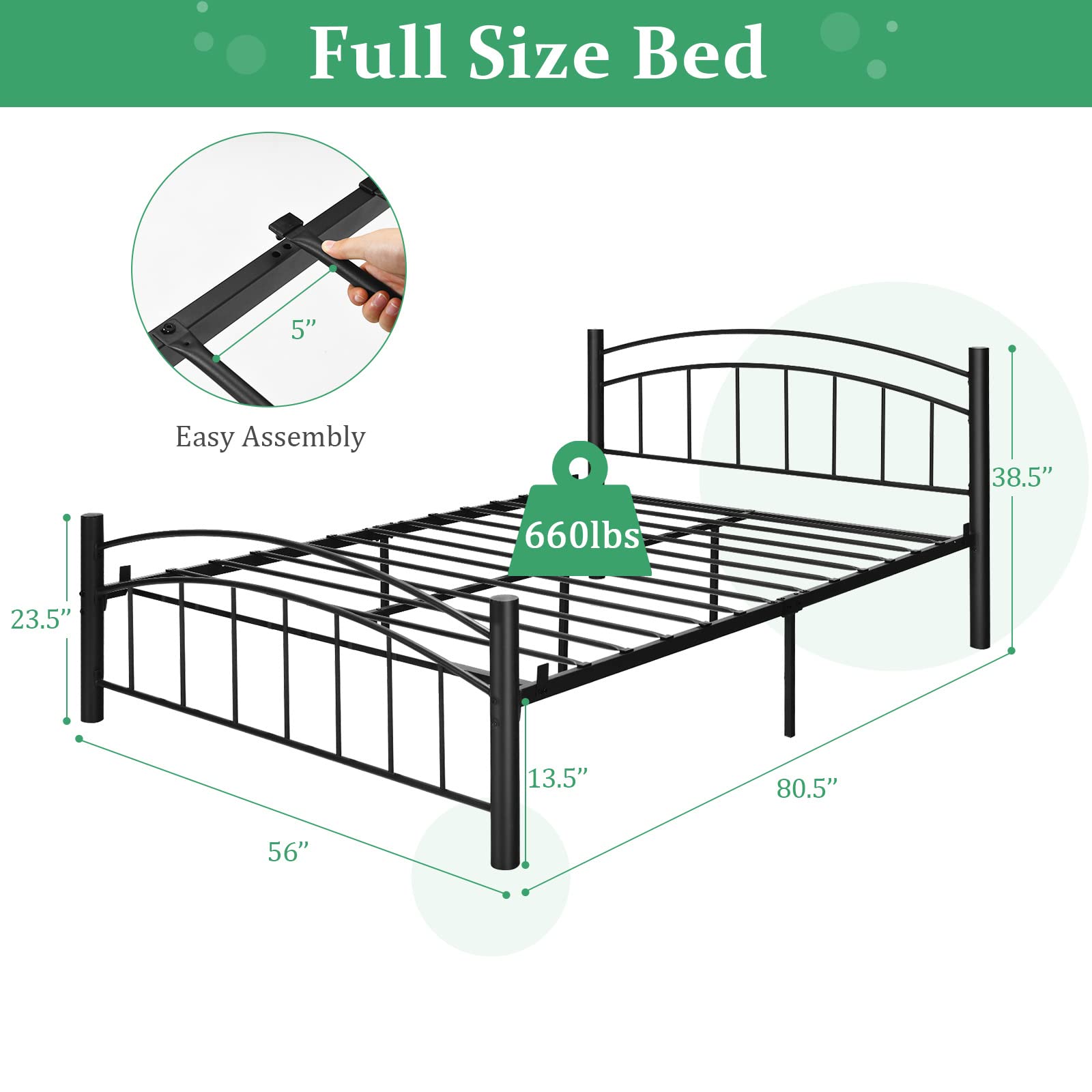 KOMFOTT Metal Bed Frame, Modern Platform Bed with Headboard and Footboard