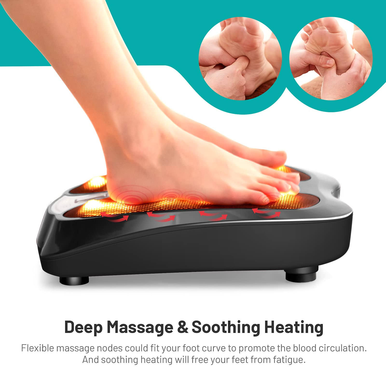 KOMFOTT Shiatsu Foot Spa Massager with Infrared Heating & 18 Massage Nodes