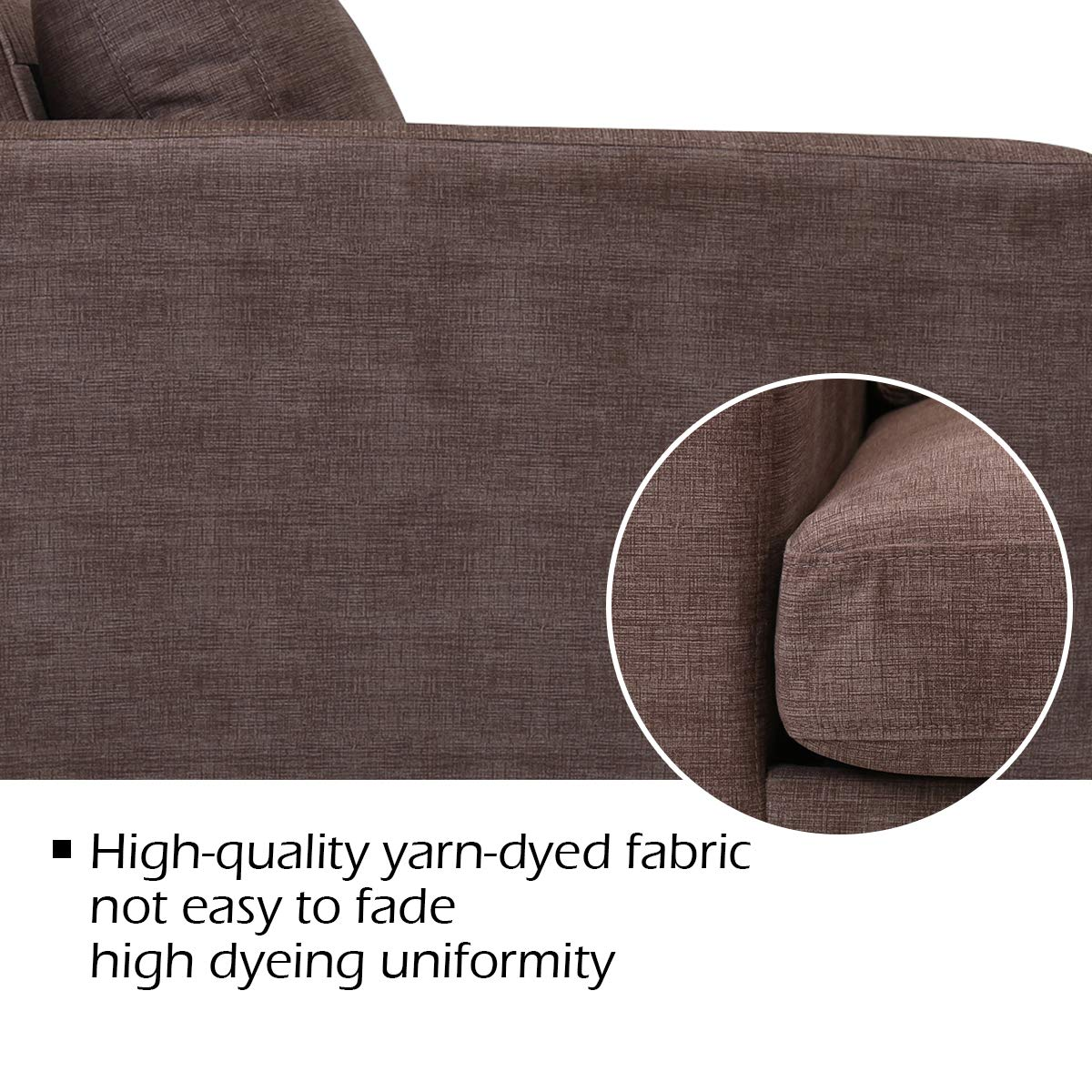 KOMFOTT Modern Upholstered Fabric Accent Futon Sofa Bed w/Wood Leg and Armrest