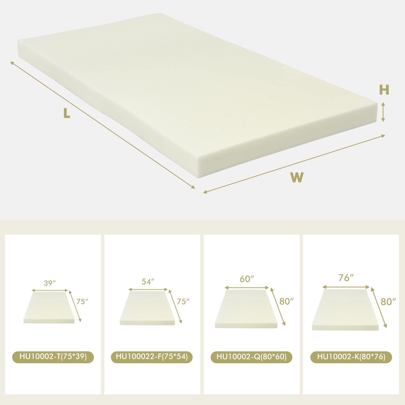 KOMFOTT Mattress Topper, Ventilated Memory Foam Mattress Topper for Bed, 3 Inch