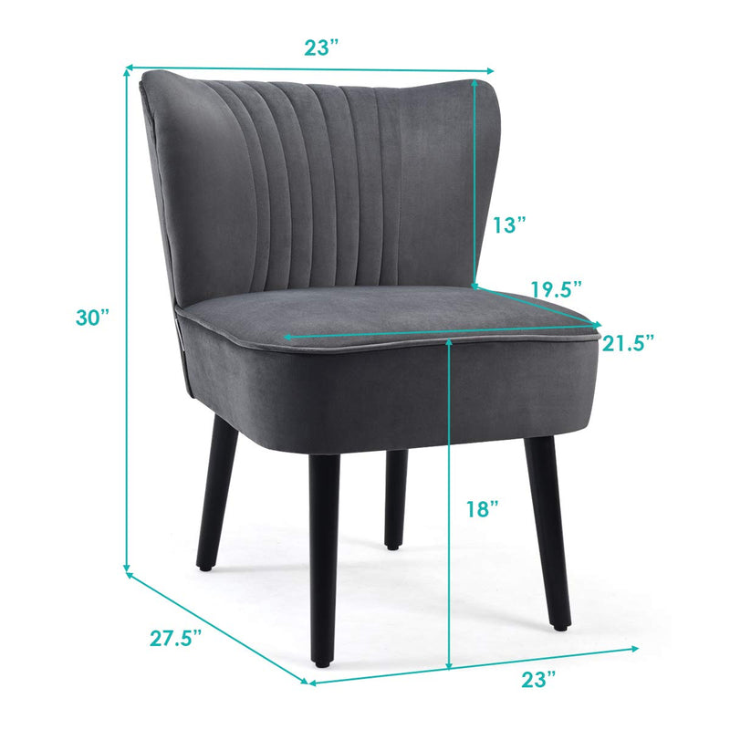 KOMFOTT Set of 2 Upholstered Modern Leisure Velvet Accent Chair w/ Adjustable Foot Pads