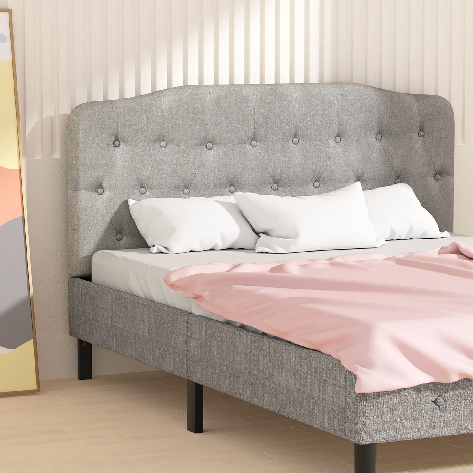 KOMFOTT Upholstered Headboard, Adjustable Height from 38" to 53" Platform