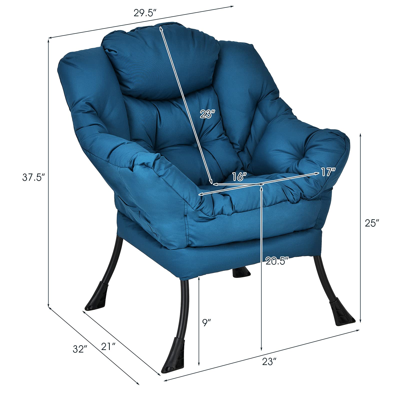 KOMFOTT Upholstered Single Sofa Chair w/Armrests & Side Pocket | Modern Lazy Chair