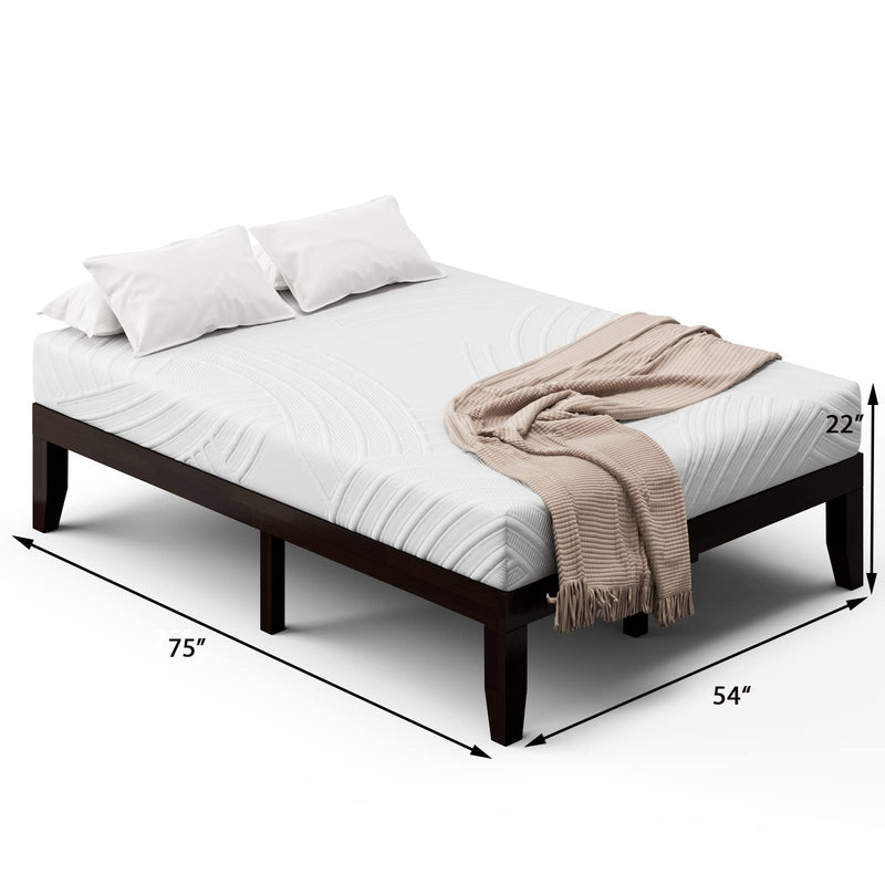 KOMFOTT Bed with 8-Inch Mattress, Solid Wood Platform Bed Frame with Gel Infused Memory Foam Mattress