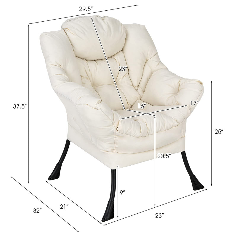 KOMFOTT Upholstered Single Sofa Chair w/Armrests & Side Pocket | Modern Lazy Chair