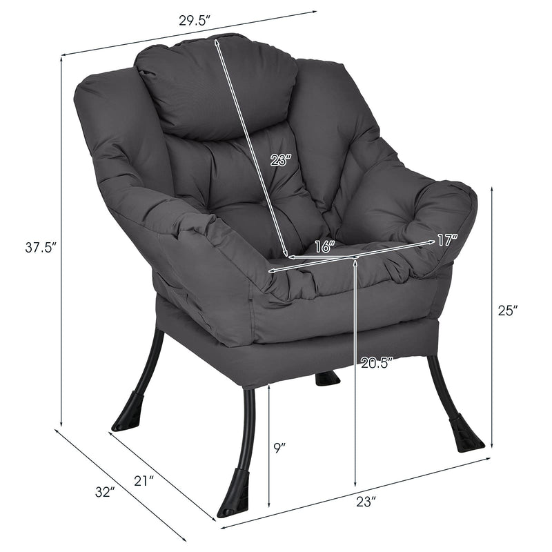 KOMFOTT Upholstered Single Sofa Chair w/Armrests & Side Pocket | Modern Lazy Chair
