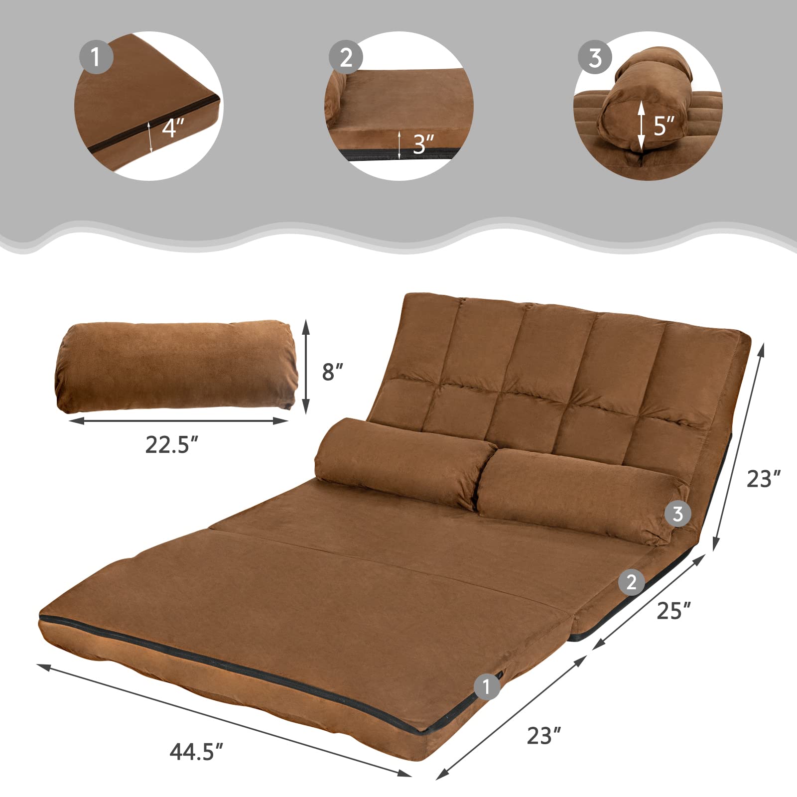 KOMFOTT Various Colours Available 6-Position Adjustable Floor Sofa with 2 Pillows