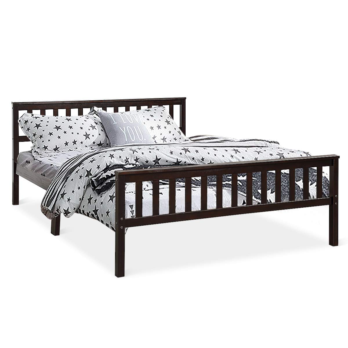 KOMFOTT Deluxe Solid Wood Platform Bed with Headboard & Footboard