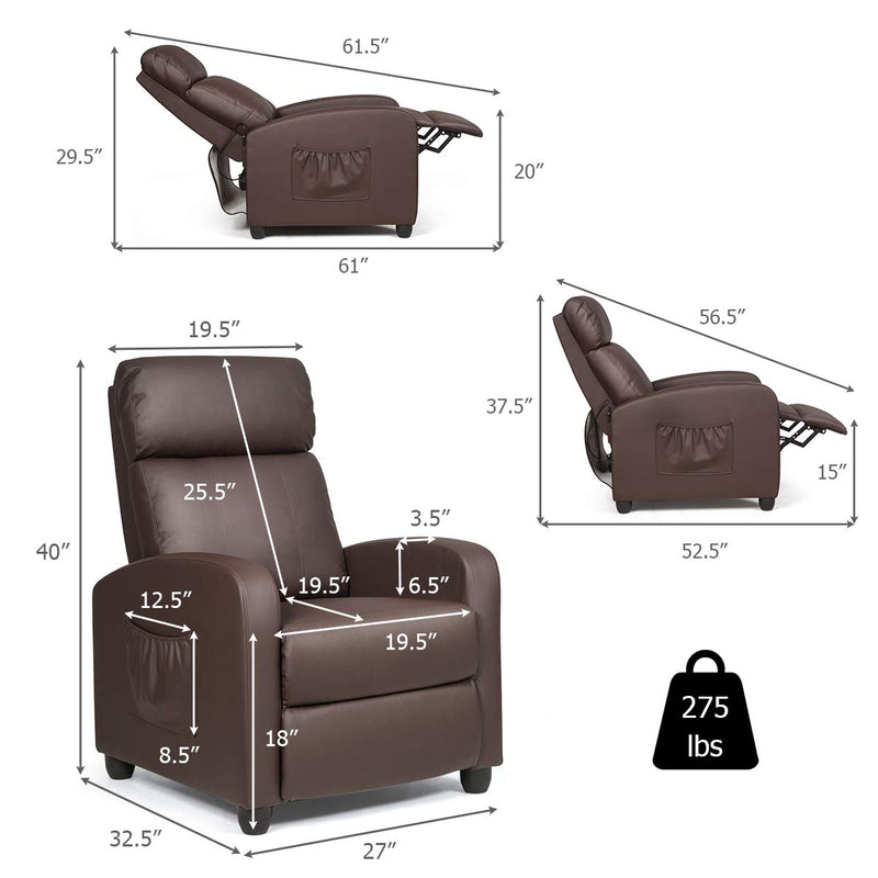 KOMFOTT Recliner Chair for Living Room, Recliner Sofa Wingback Chair w/Massage Function