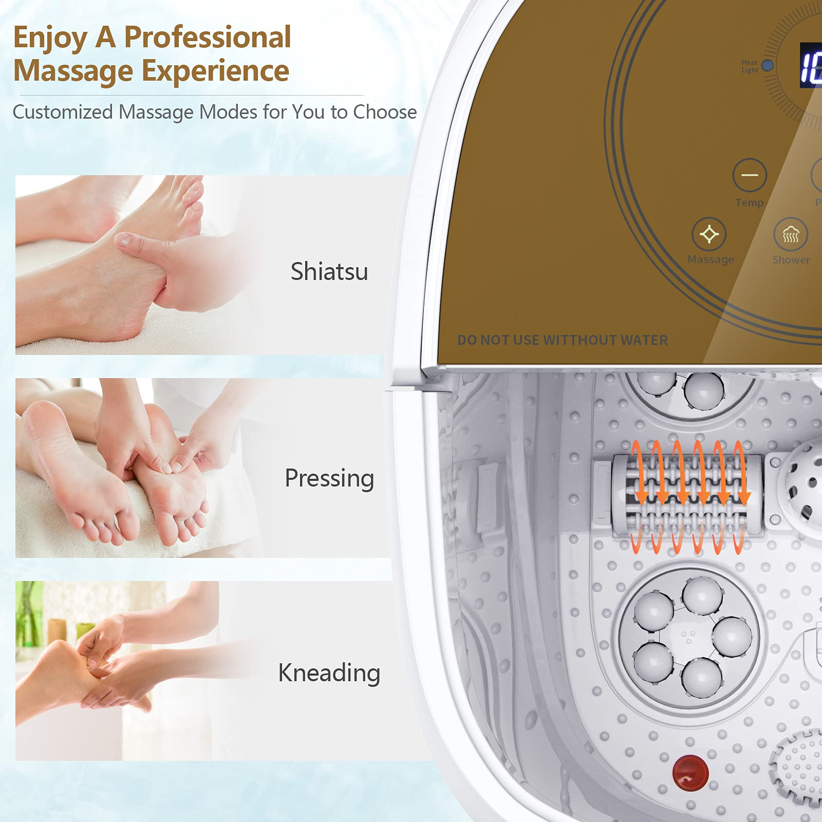 KOMFOTT Foot Spa Bath Massager Pedicure Tub with 4 Shiatsu Massagers & 3-Angle Shower