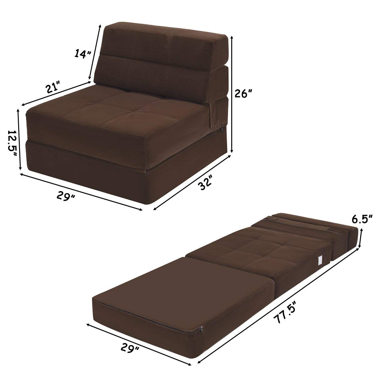 KOMFOTT Convertible Sofa Bed, Floor Couch Sleeper, Folding Futon Guest Bed