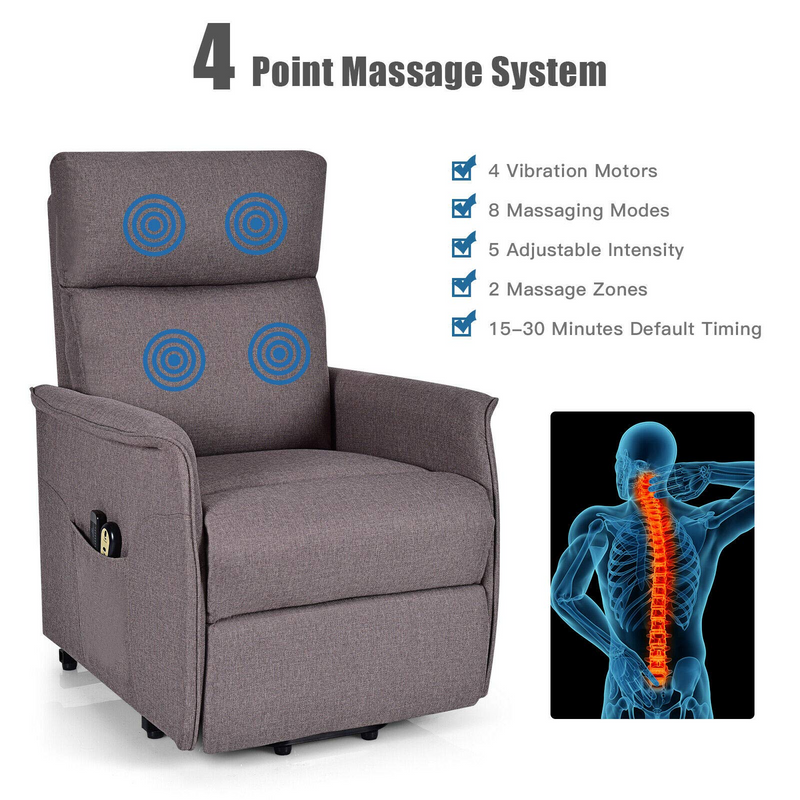 KOMFOTT Power Lift Massage Recliner Chair for Elderly, Soft Warm Fabric Sofa