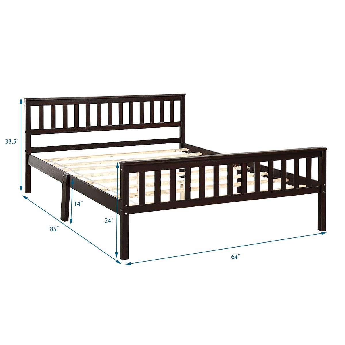 KOMFOTT Deluxe Solid Wood Platform Bed with Headboard & Footboard