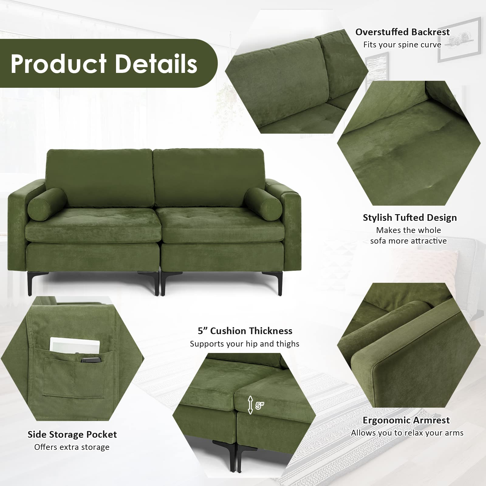 KOMFOTT Heavy Duty Sleeper Sofa Couch for Living Room