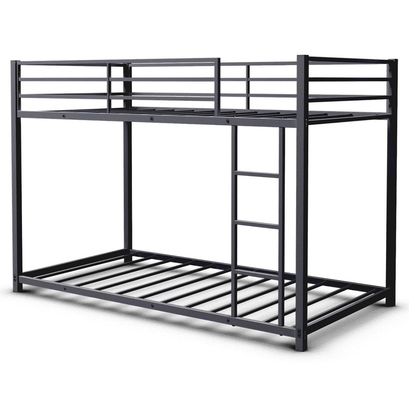 KOMFOTT Bunk Bed Twin Over Twin Metal Bed - Sturdy Steel Bed Frame with Stairs and Guard Rails Heavy Duty Space