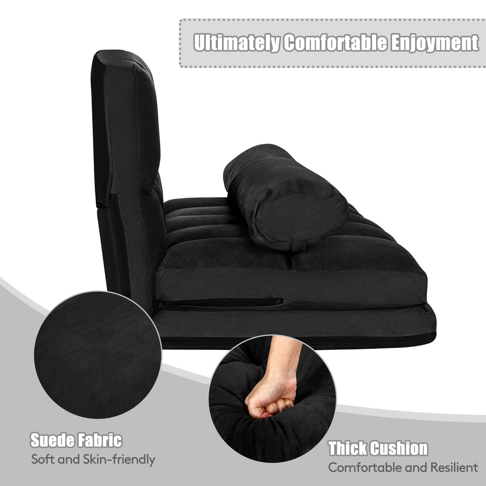 KOMFOTT Various Colours Available 6-Position Adjustable Floor Sofa with 2 Pillows