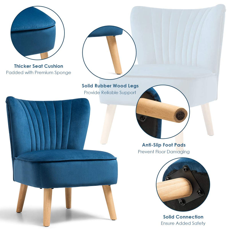 KOMFOTT Velvet Accent Chair, Upholstered Modern Sofa Chair with Wood Legs & Thickly Padded