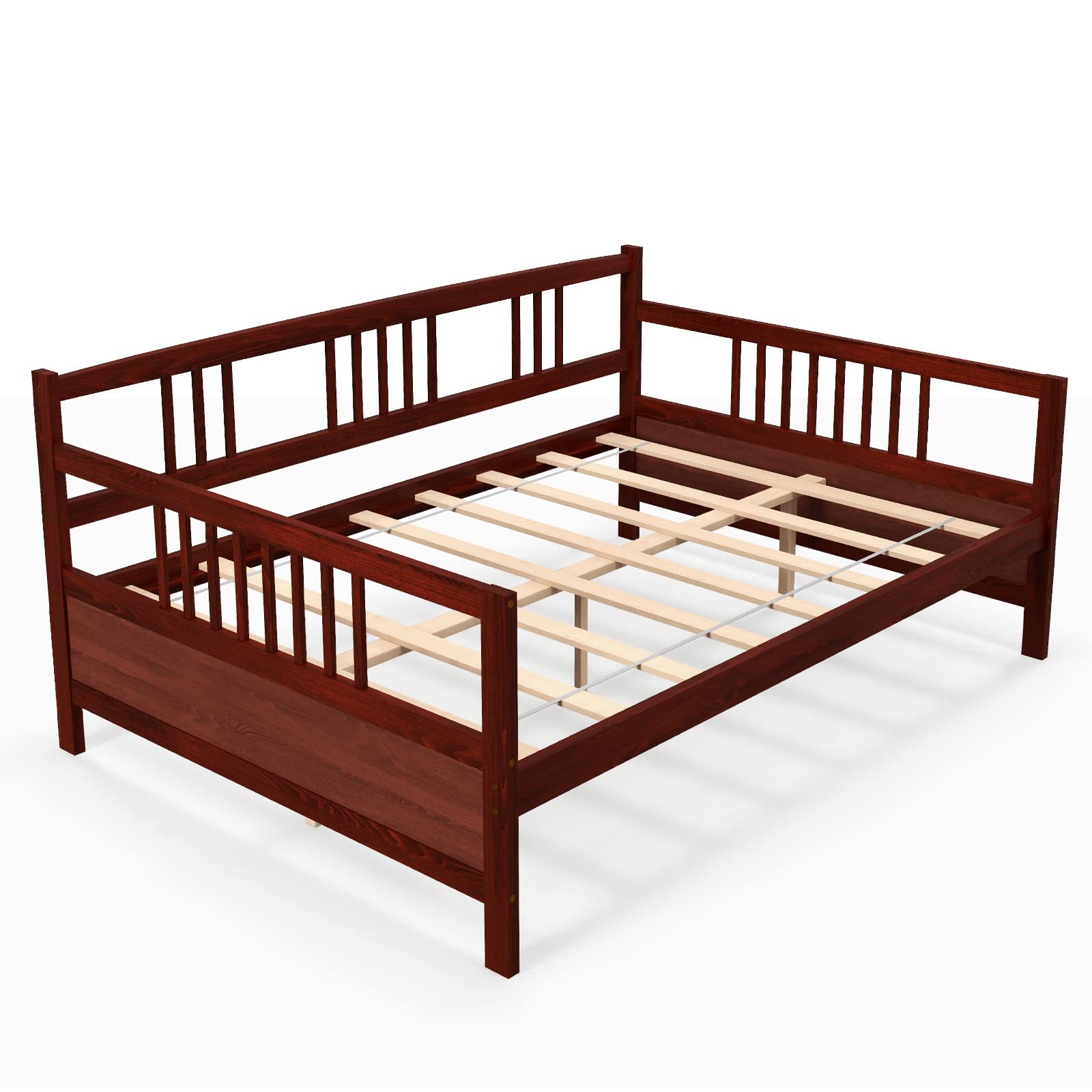 KOMFOTT Full Size Wood Daybed with Wooden Slats Support