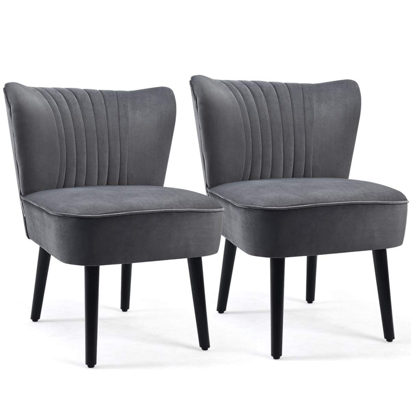 KOMFOTT Set of 2 Upholstered Modern Leisure Velvet Accent Chair w/ Adjustable Foot Pads