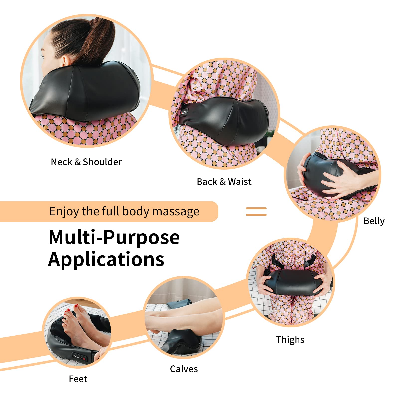 KOMFOTT Shiatsu Neck Back and Shoulder Massager w/Heat, Deep Tissue 3D Kneading Massage Pillow