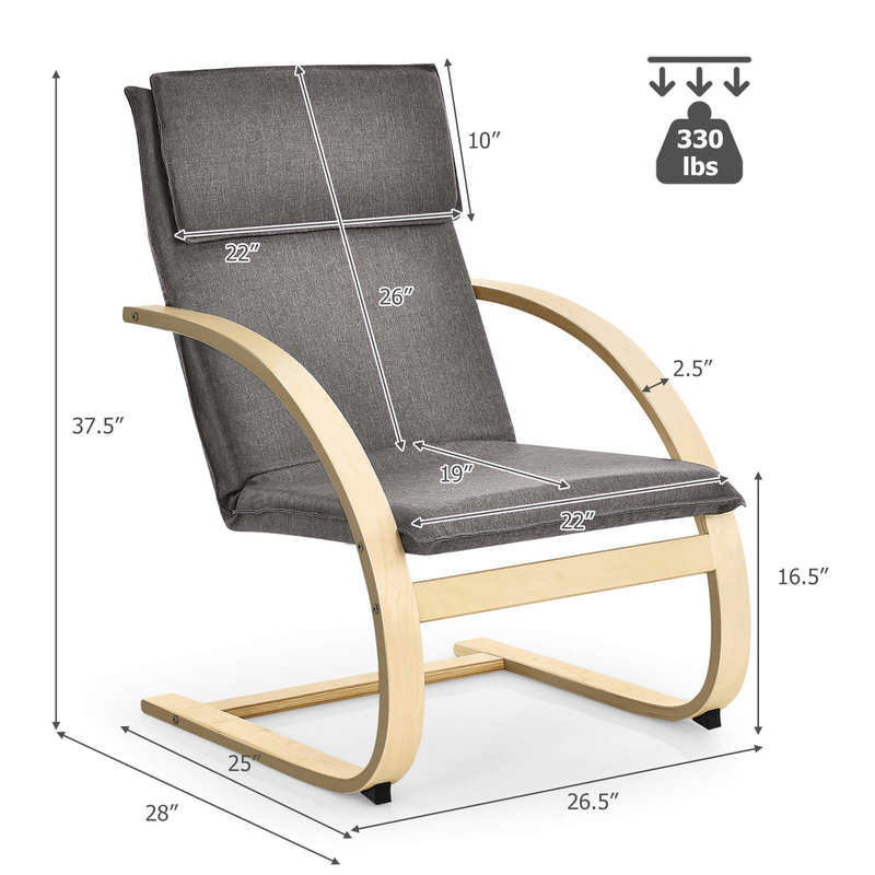 KOMFOTT Bentwood Chair with Stable Curved Leg and Arm for Living Room