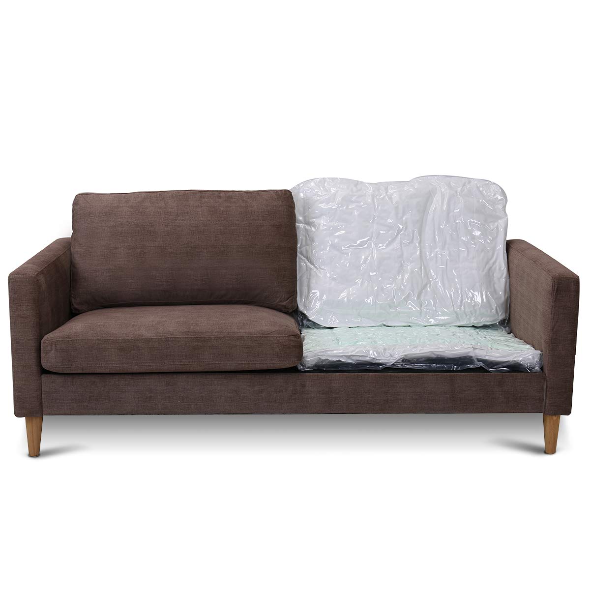 KOMFOTT Modern Upholstered Fabric Accent Futon Sofa Bed w/Wood Leg and Armrest