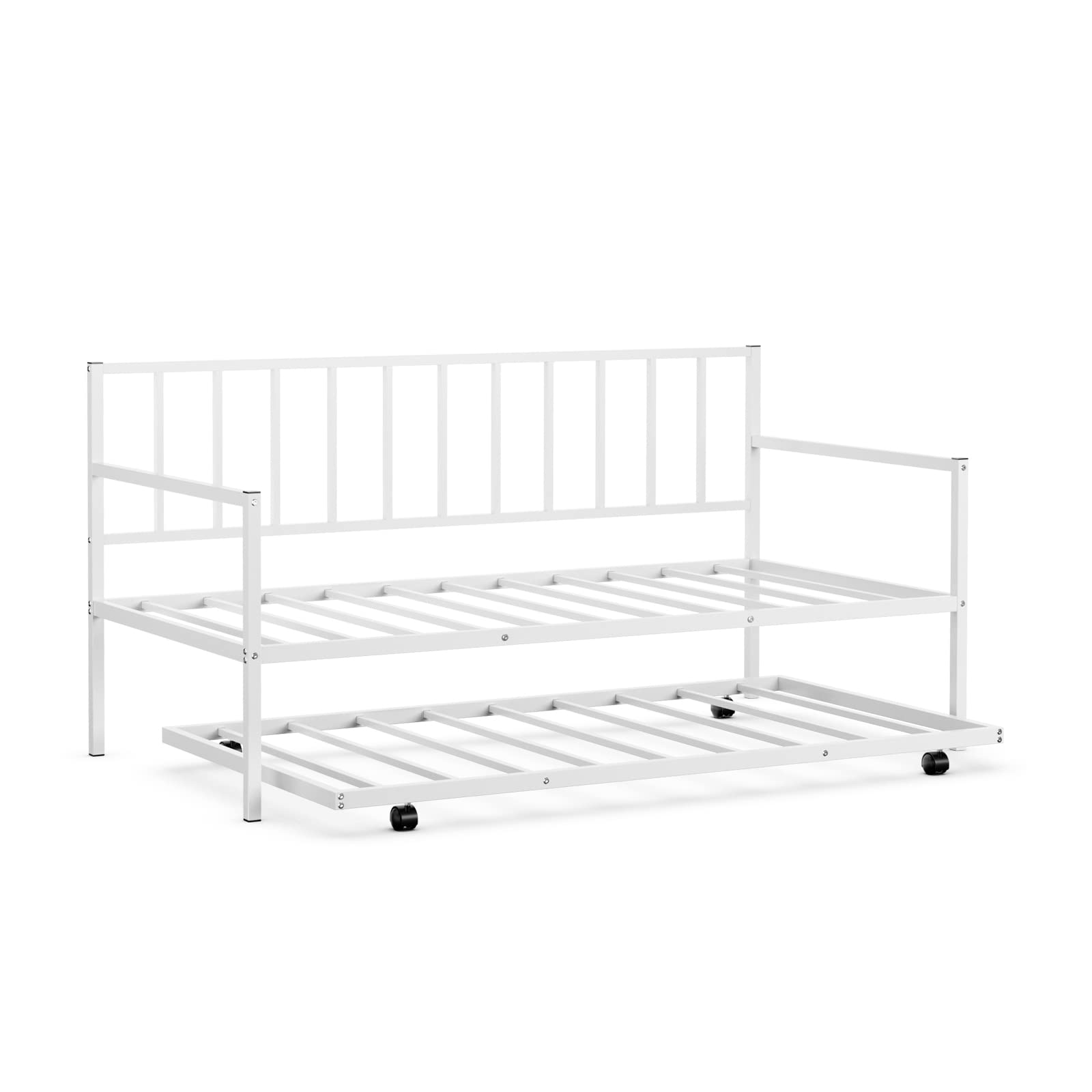 KOMFOTT Twin Daybed with Trundle, Metal Bed Frame with Trundle