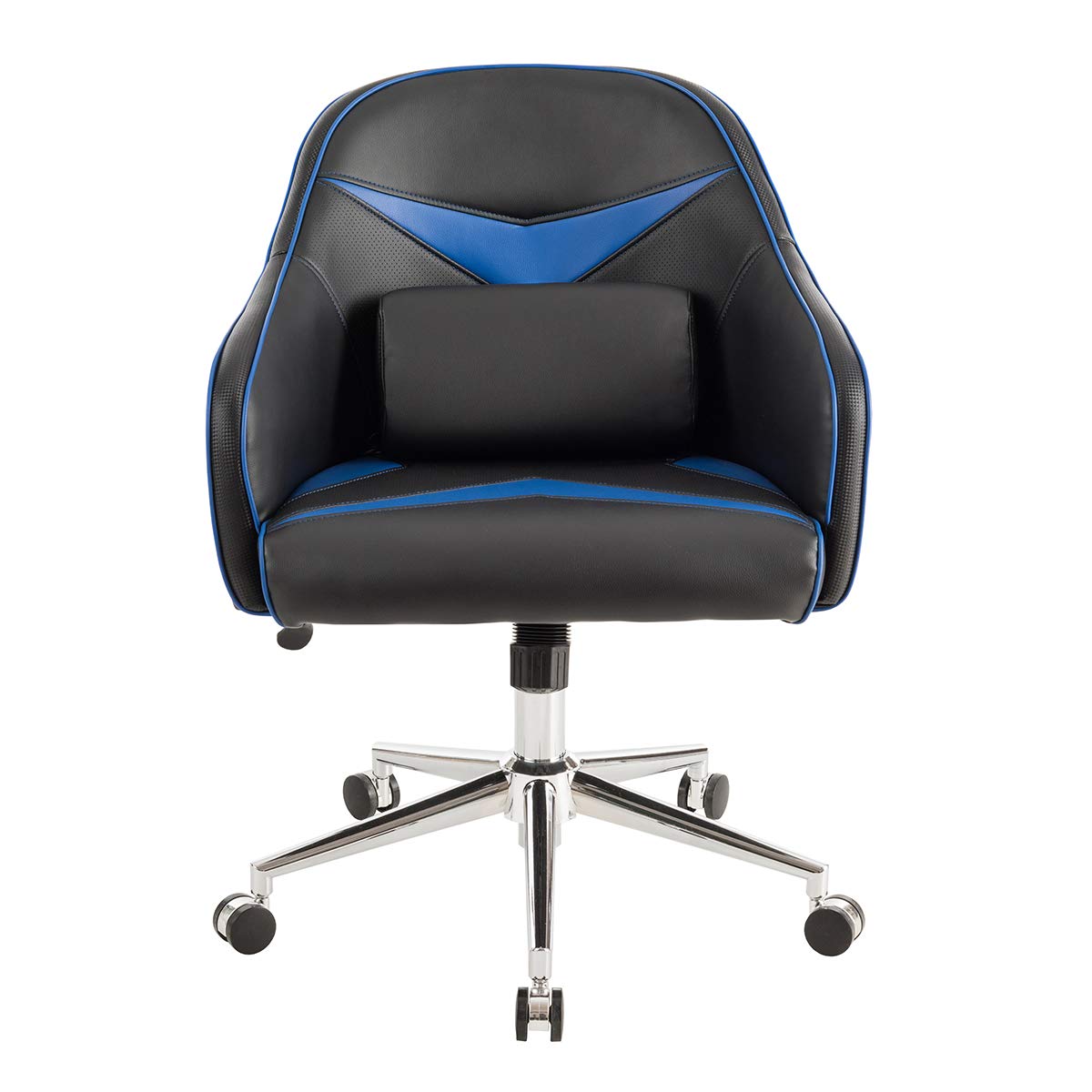 Komfott PU Leather Gaming Chair, Adjustable Height Mid-Back Armchair w/Massage Lumbar Pillow