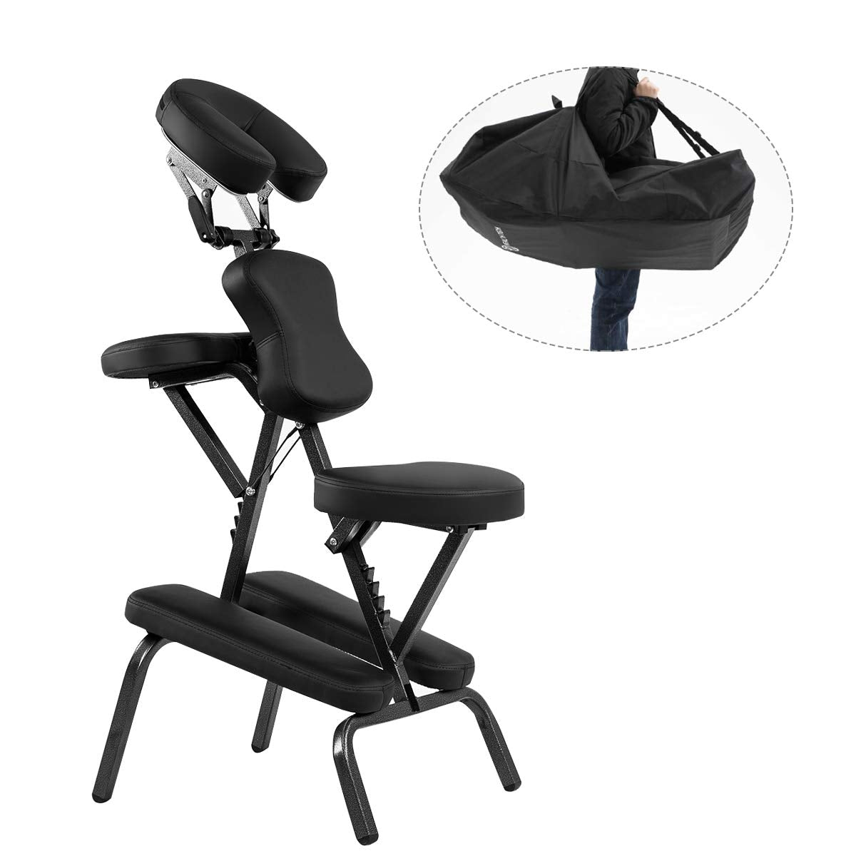 KOMFOTT PU leather Portable Massage Chair with Carrying Bag