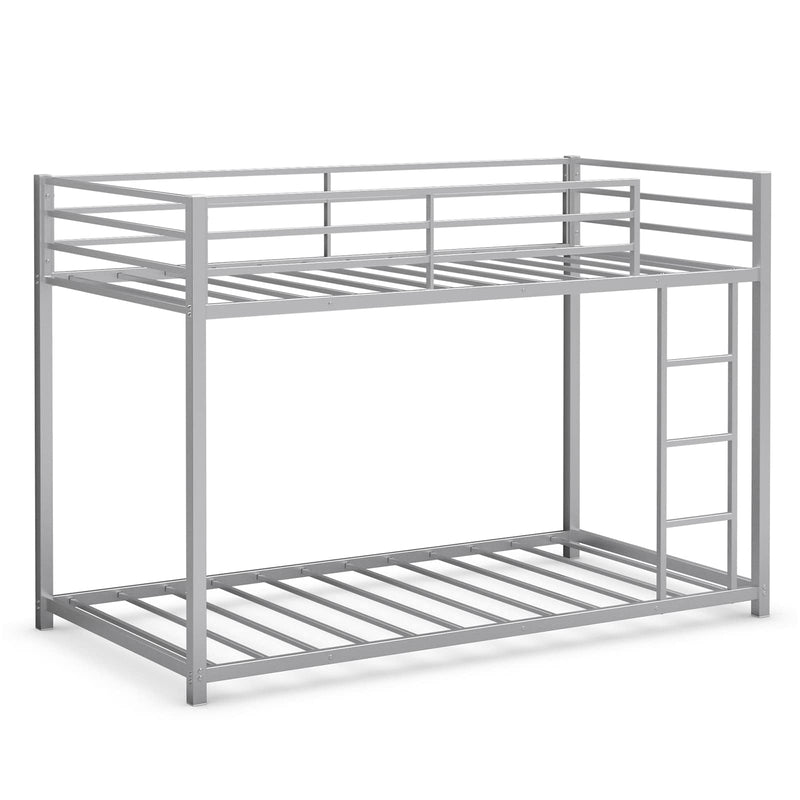 KOMFOTT Bunk Bed Twin Over Twin Metal Bed - Sturdy Steel Bed Frame with Stairs and Guard Rails Heavy Duty Space