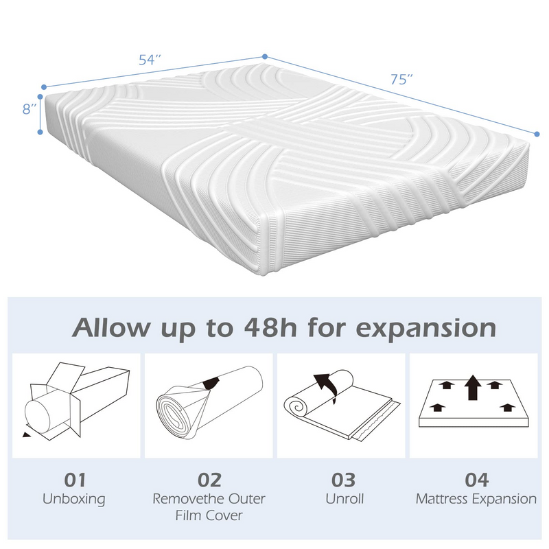 KOMFOTT Memory Foam Mattress, 8 inch Mattress Full with Gel Infused Memory Foam for Cool Sleep & Pressure Relief